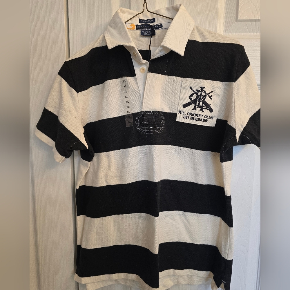 R.L. Cricket Club Striped Polo Shirt